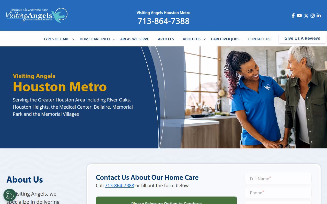 Visiting Angels Senior Home Care website