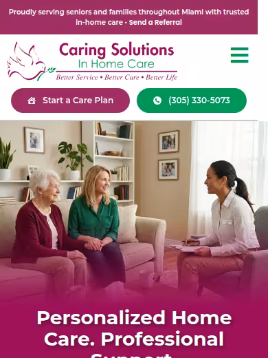 Caring Solutions in Home Care - Miami website