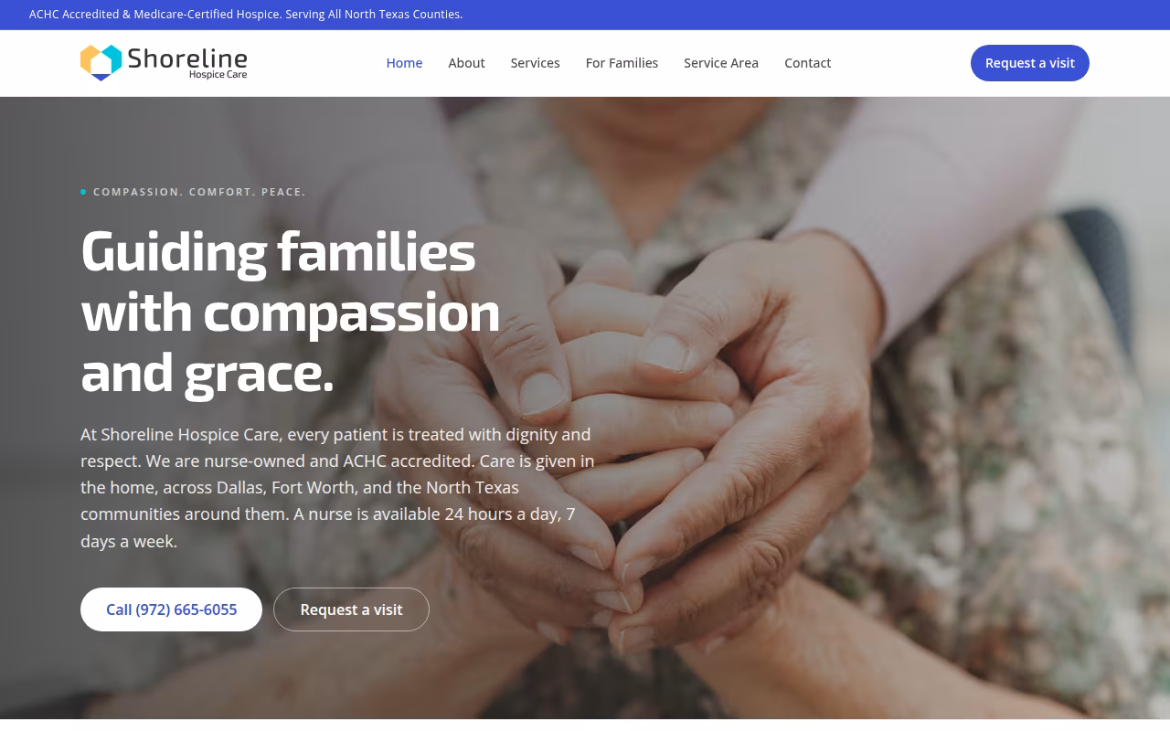 Shoreline Hospice Care website