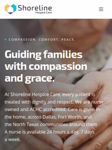 Shoreline Hospice Care website