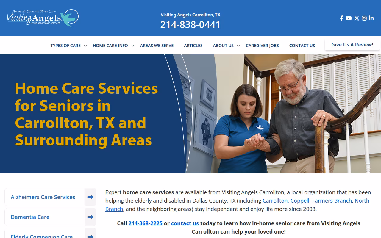 Visiting Angels Senior Home Care Dallas - Carrollton website