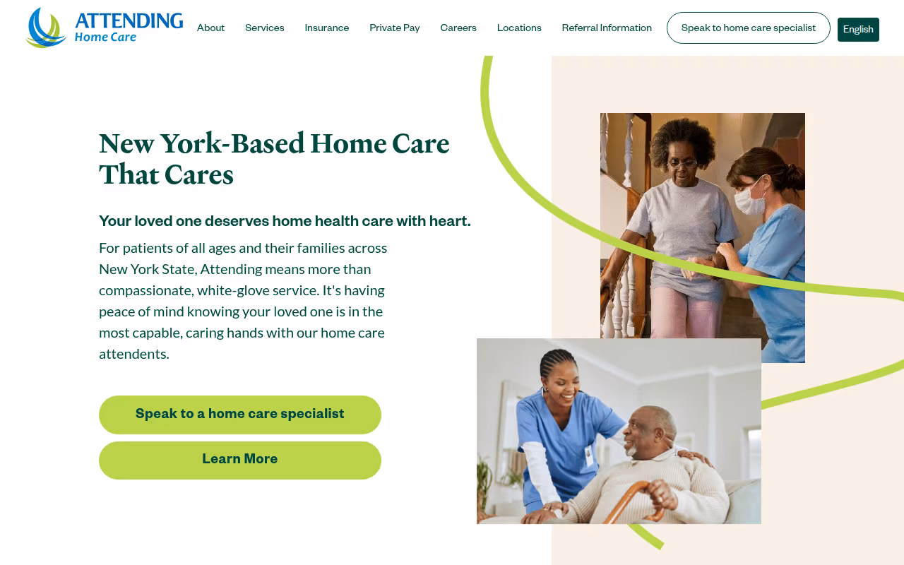 Attending Home Care website