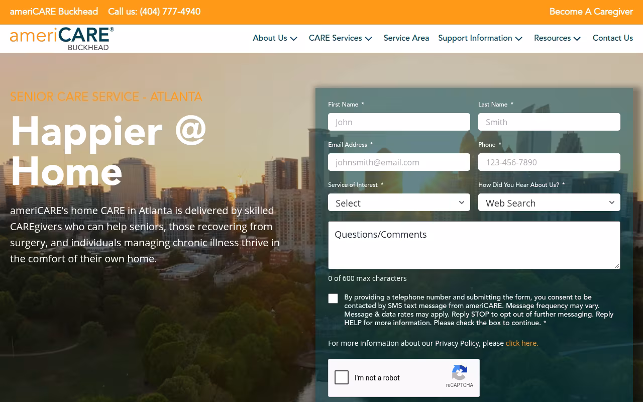 ameriCARE Buckhead website