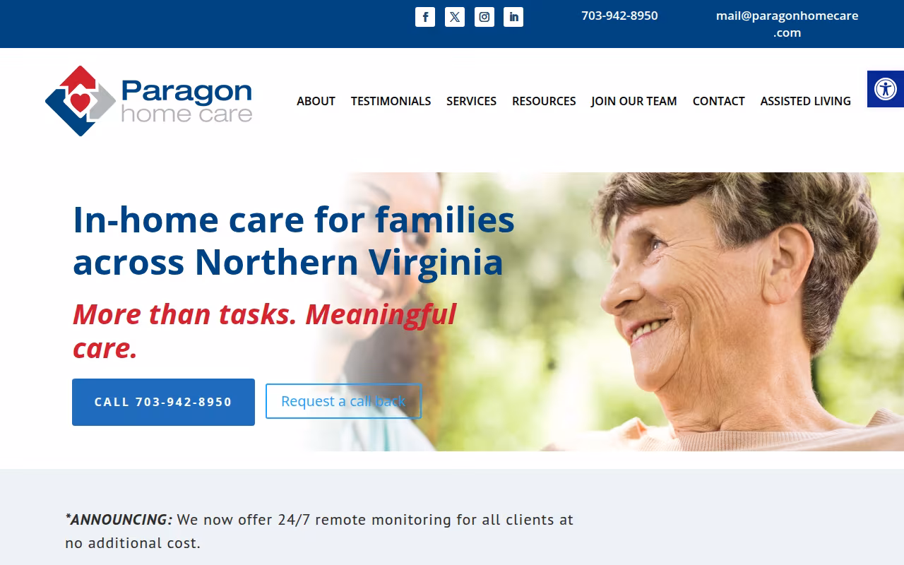 Paragon Home Care website