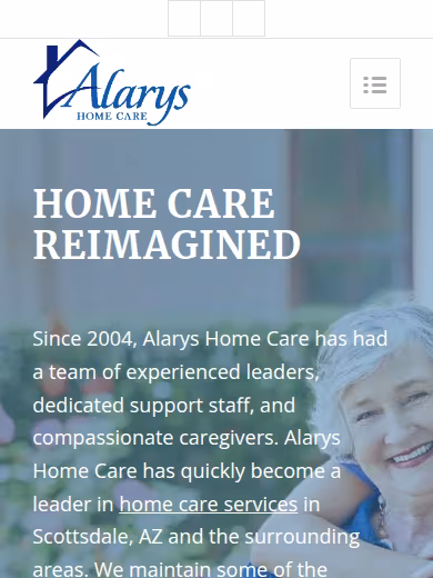 Alarys Home Care website