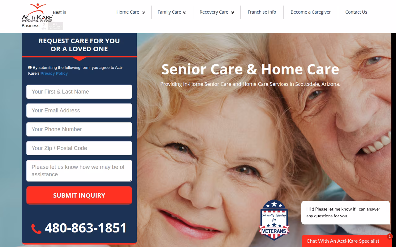 Acti-Kare In Home Care website