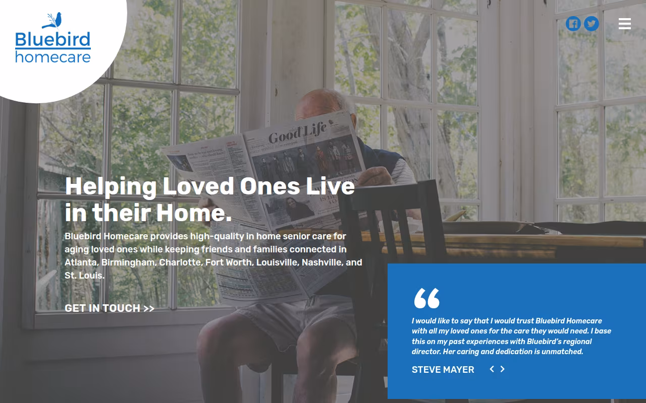Bluebird Homecare website