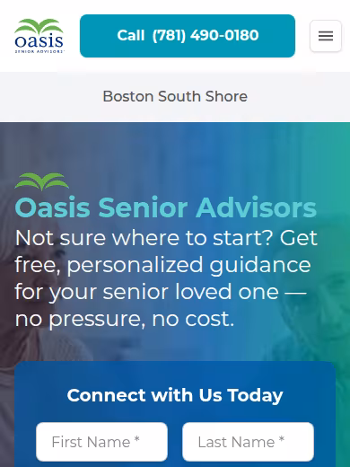 Oasis Senior Advisors Boston South Shore website