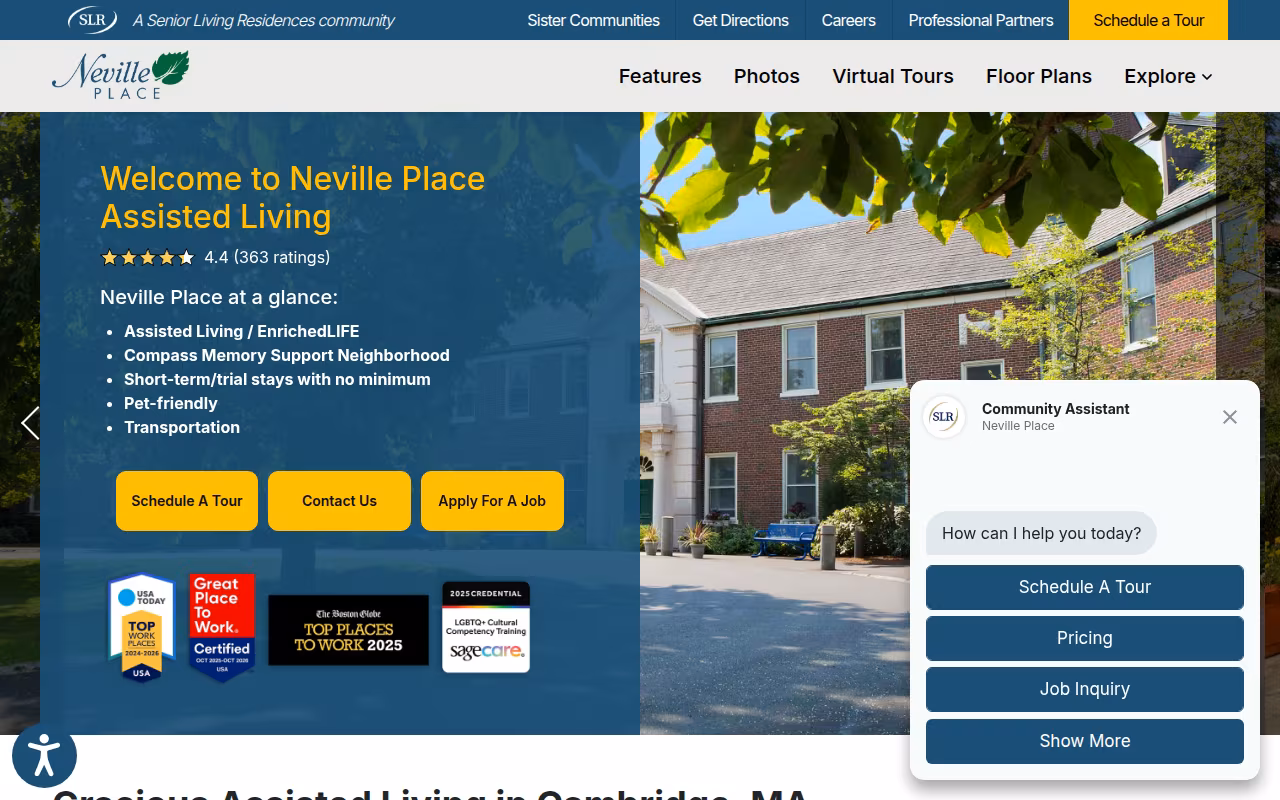 Neville Place at Fresh Pond, Assisted Living & Compass Memory Support website