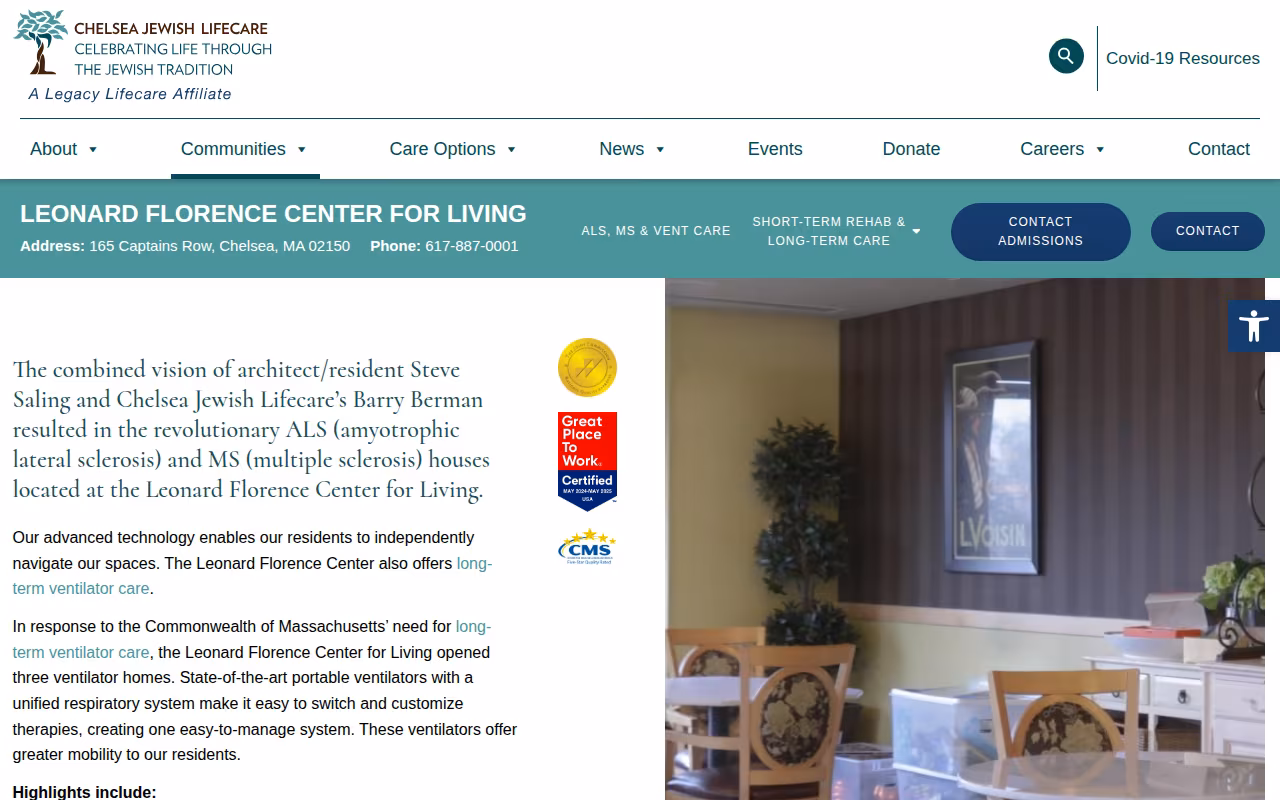 Leonard Florence Center for Living website