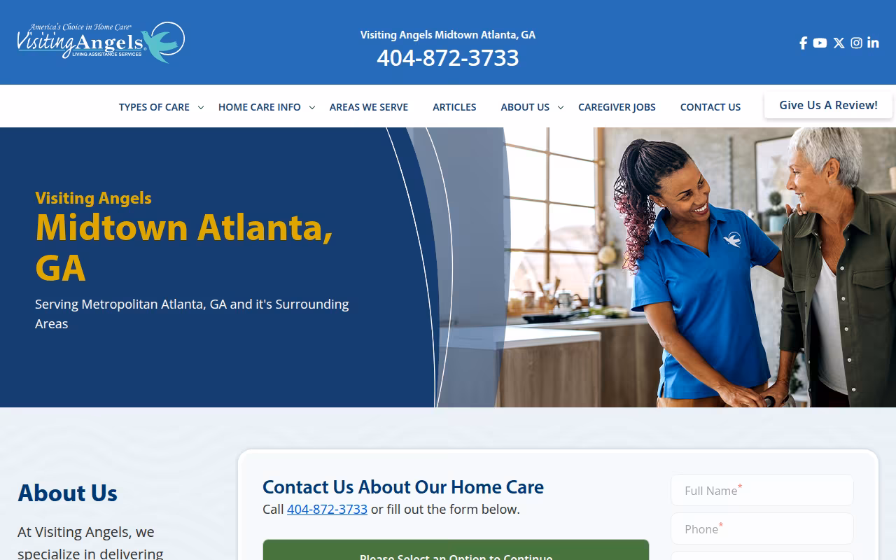 Visiting Angels Senior Homecare Midtown Atlanta website