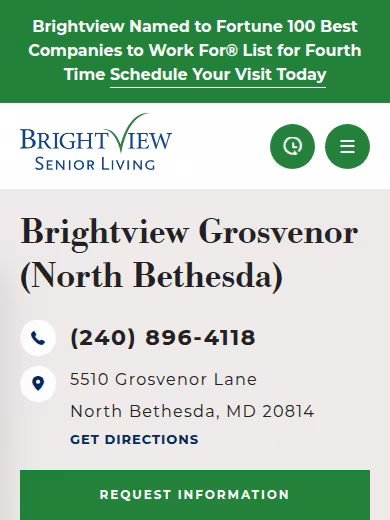 Brightview Grosvenor - North Bethesda Senior Assisted Living & Memory Care website
