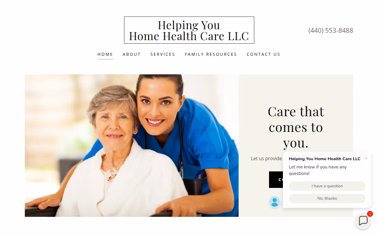 Helping You Home Health Care, LLC website
