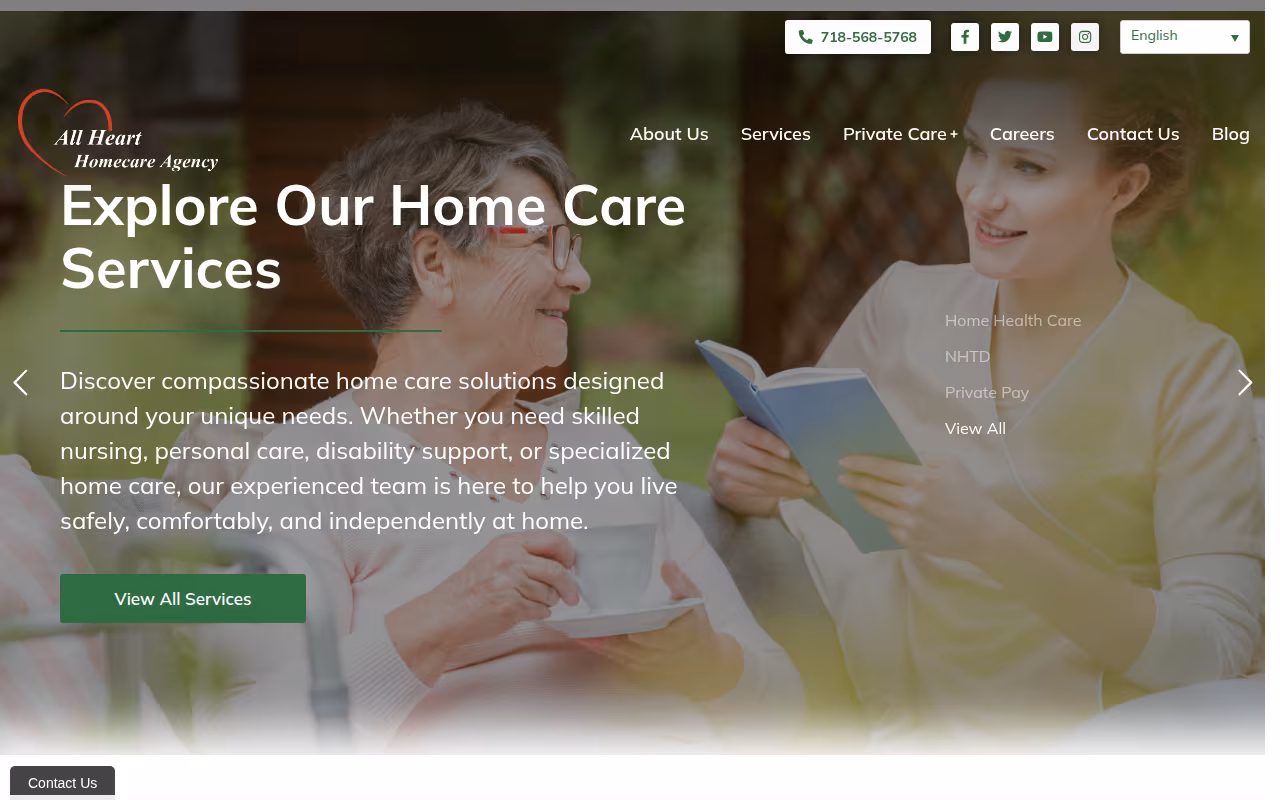 All Heart Homecare Agency Inc. website