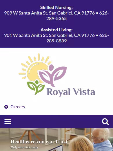 Royal Vista Care Center website