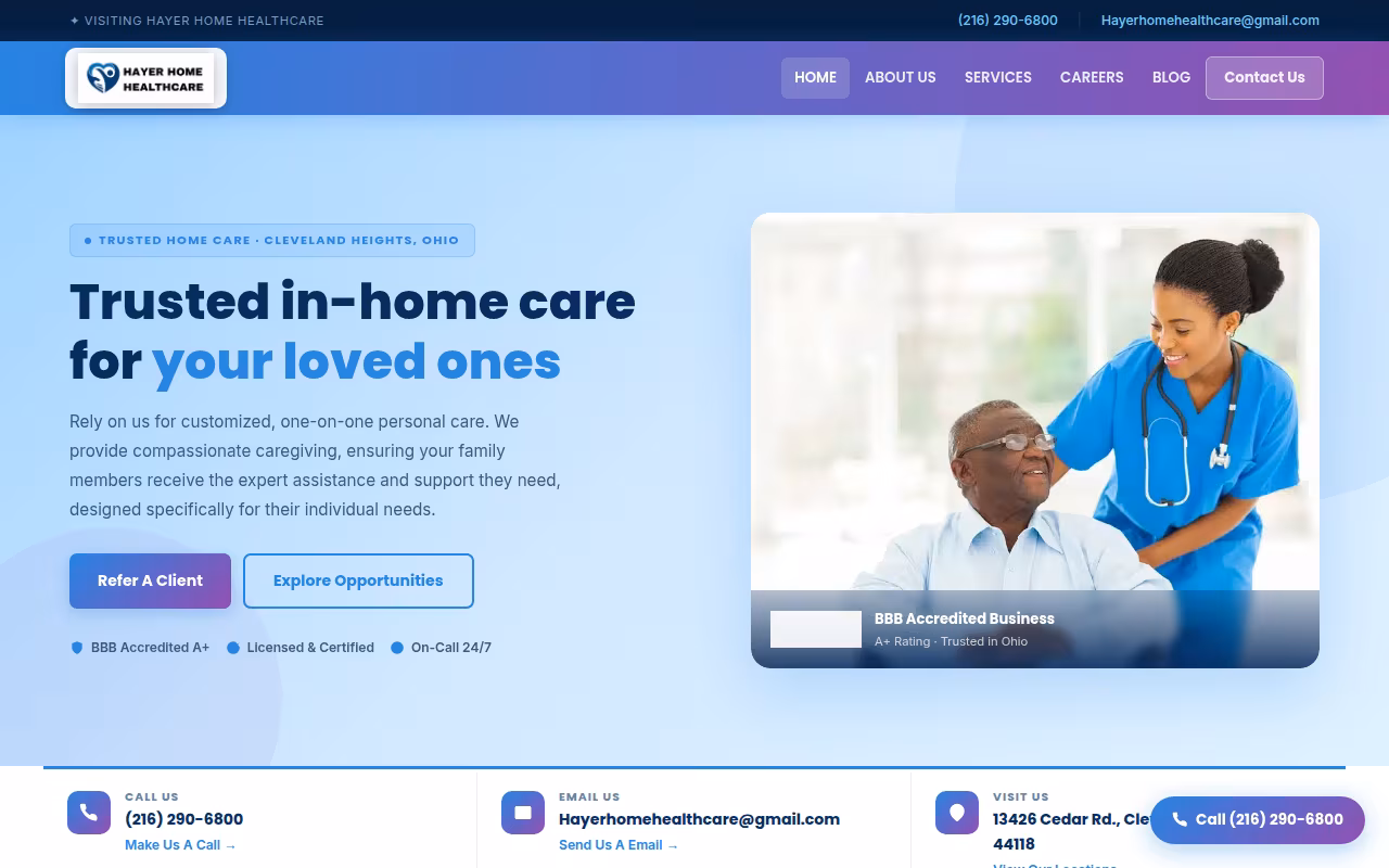 Hayer Home HealthCare website