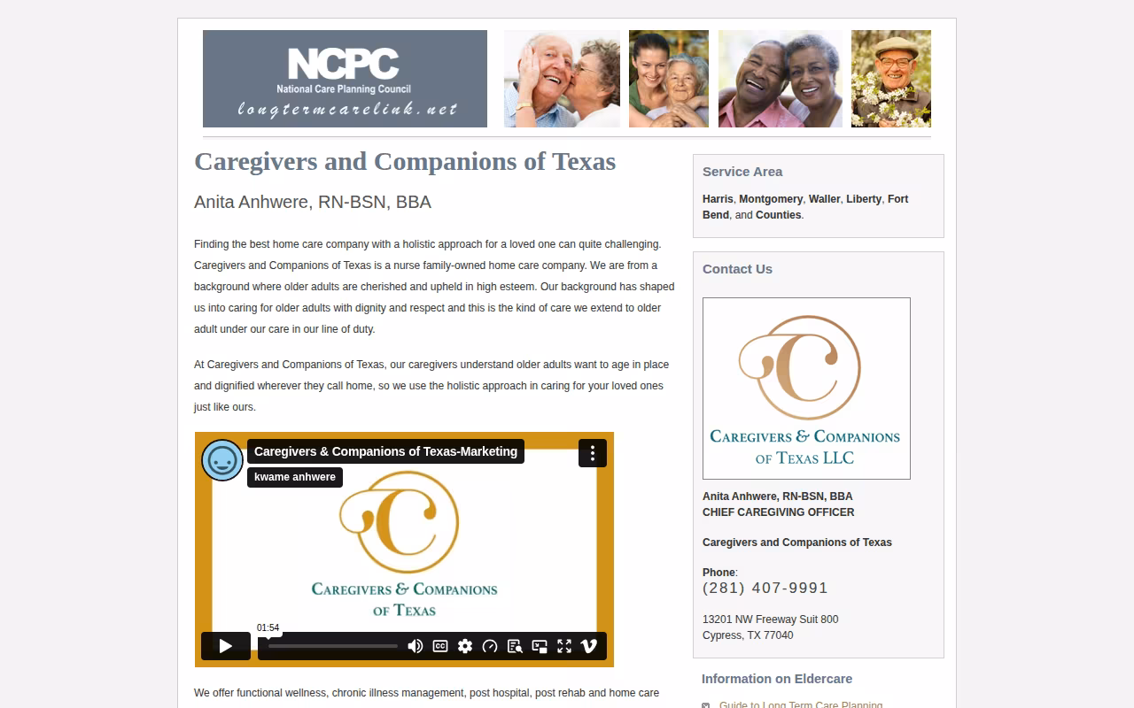 Caregivers & Companions of Texas website