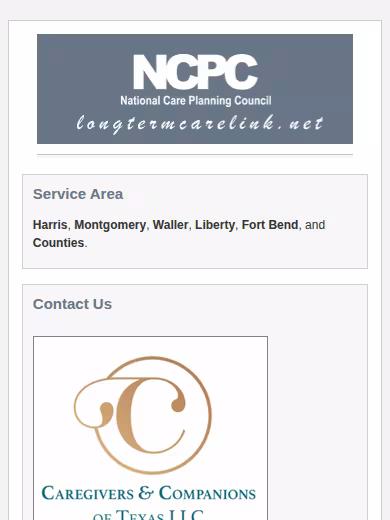 Caregivers & Companions of Texas website