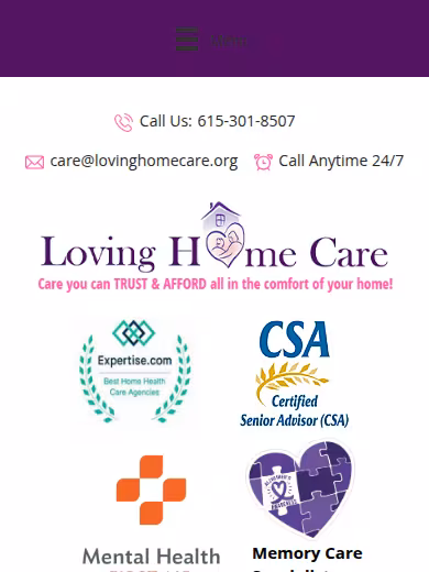 Loving Home Care website
