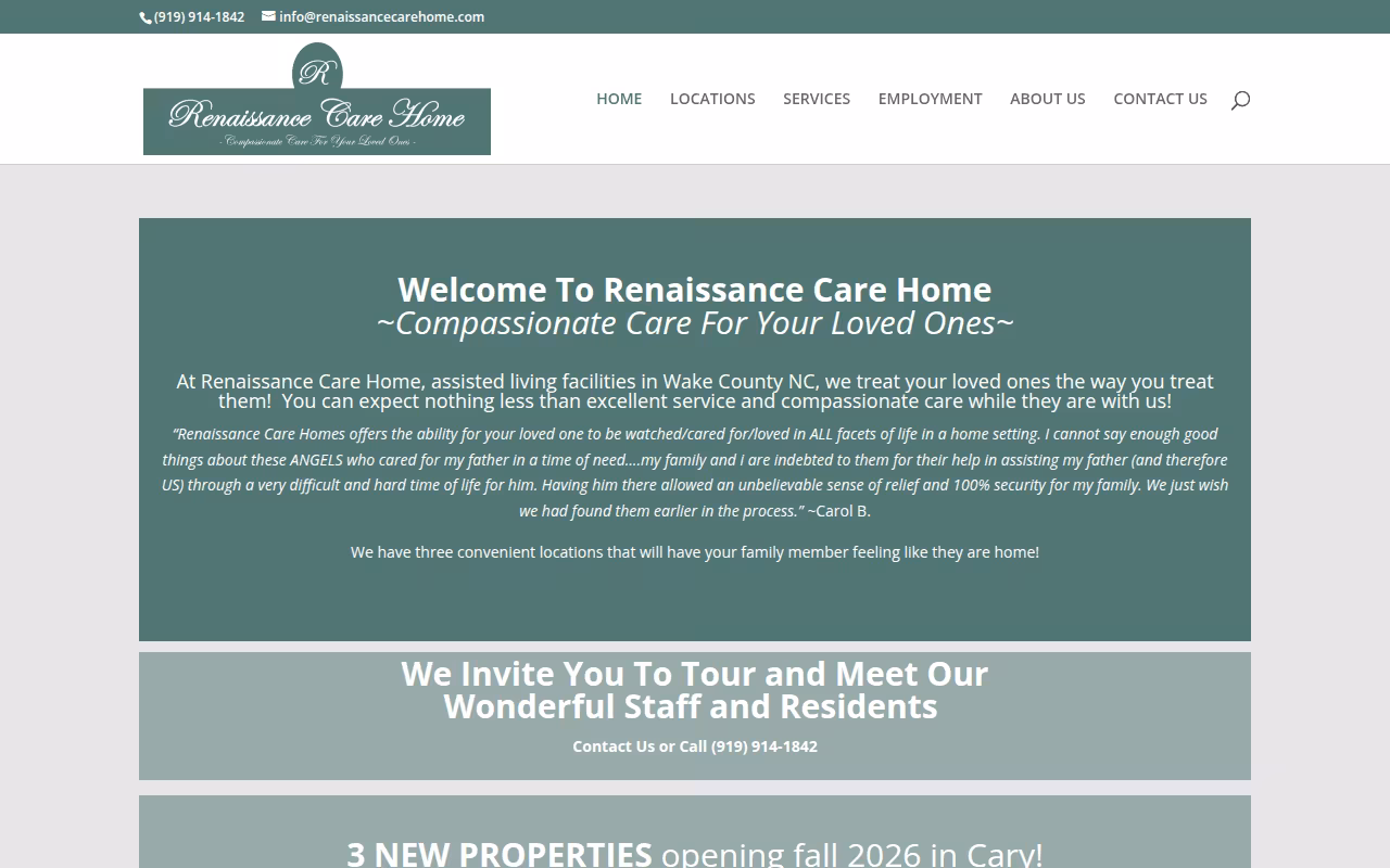Renaissance Care Home @ Neuse River Estates - Family Care Home website