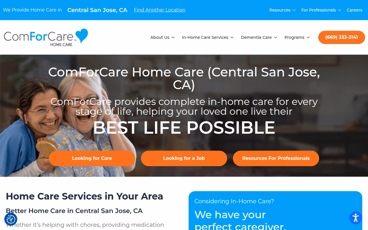 ComForCare Home Care (Central San Jose) website