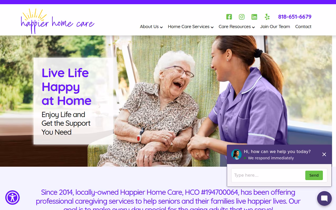 Happier Home Care website