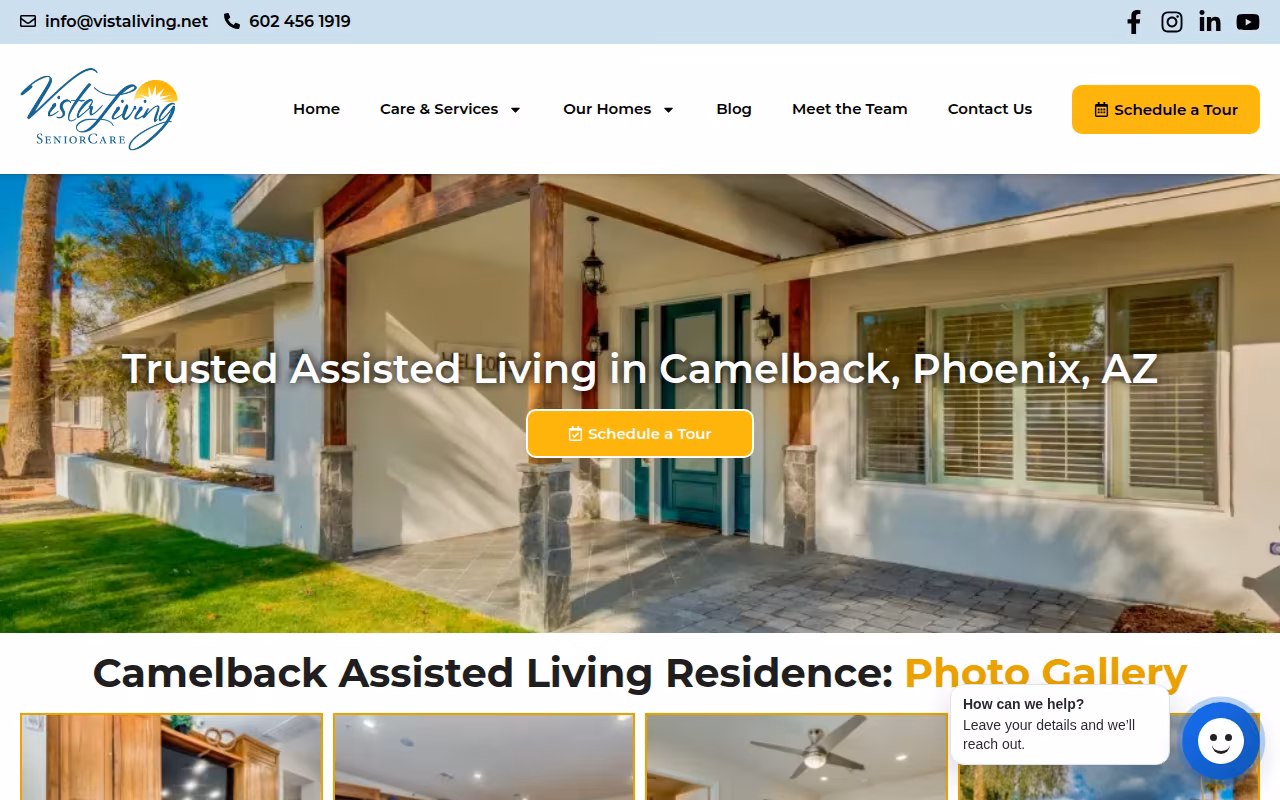 Vista Living Arcadia Assisted Living & Memory Care Phoenix website