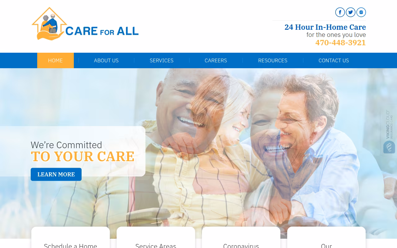 Care For All Homecare, LLC website