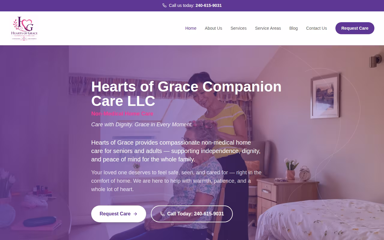 Hearts of Grace Companion Care LLC website