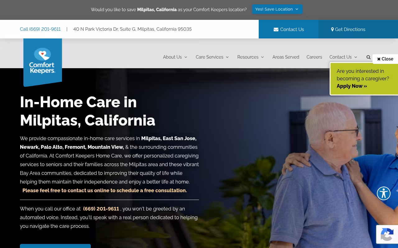 Comfort Keepers Home Care website