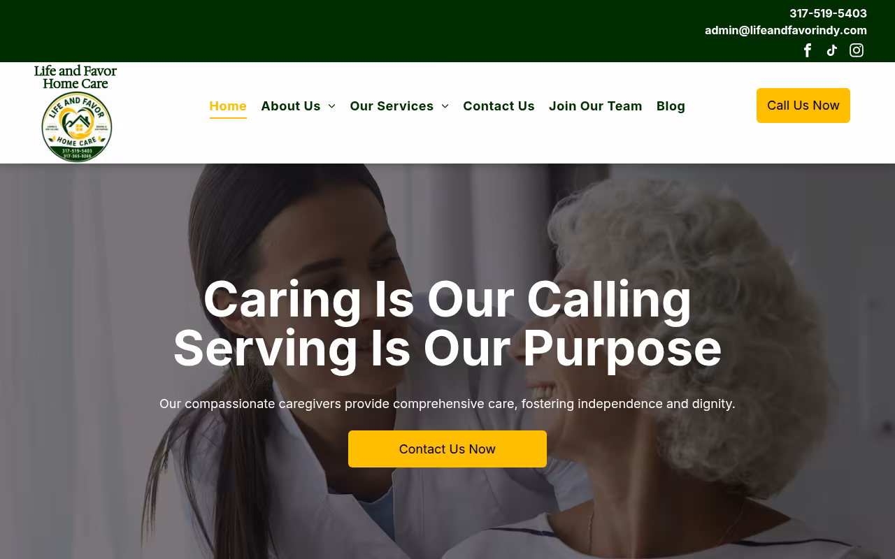 Life and Favor Home Care LLC website