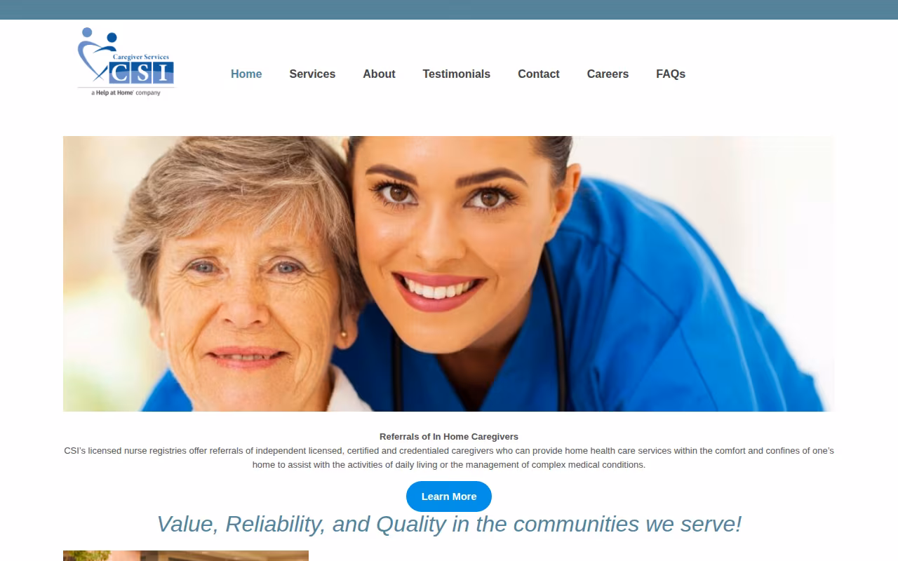 Advancare Senior Home Care website