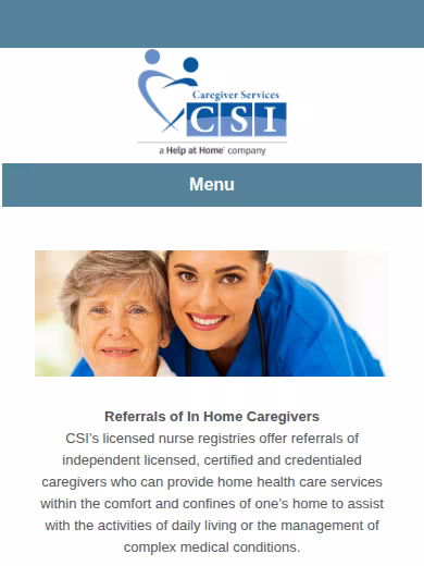 Advancare Senior Home Care website