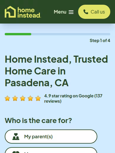 Home Instead Home Care Services of Pasadena website
