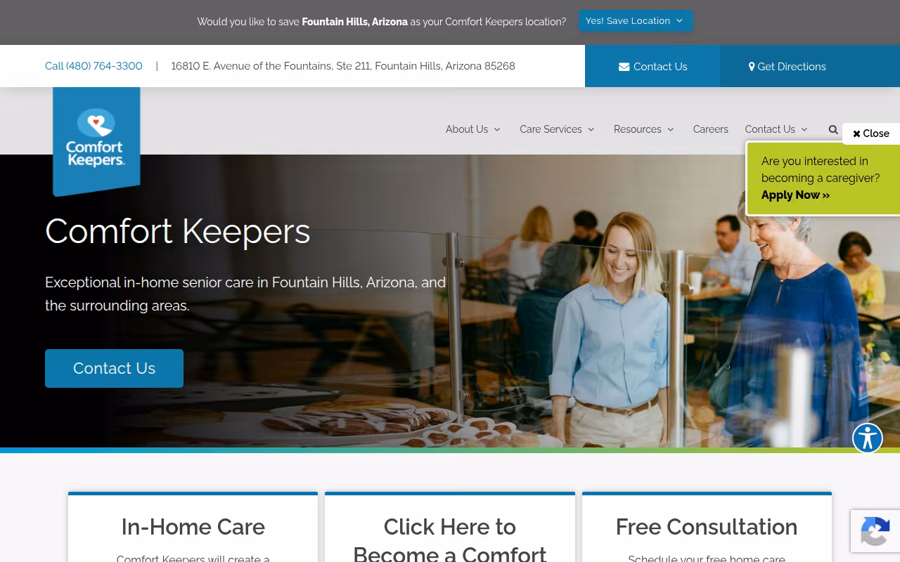 Comfort Keepers Home Care website
