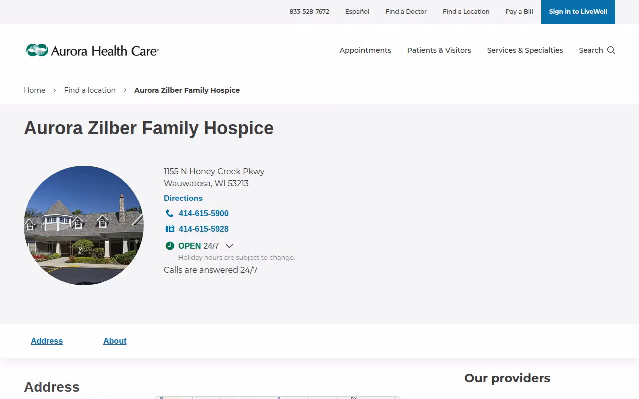 Aurora Zilber Family Hospice website