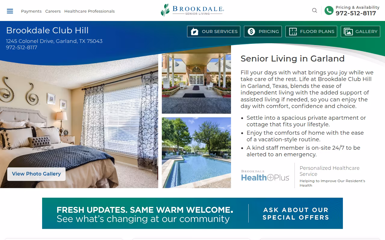 Brookdale Club Hill website