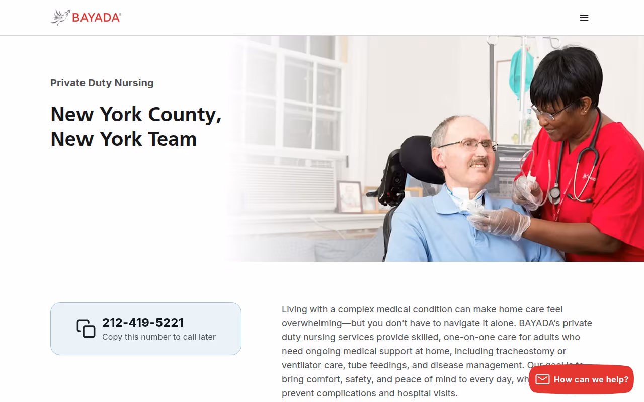 BAYADA Adult Nursing website