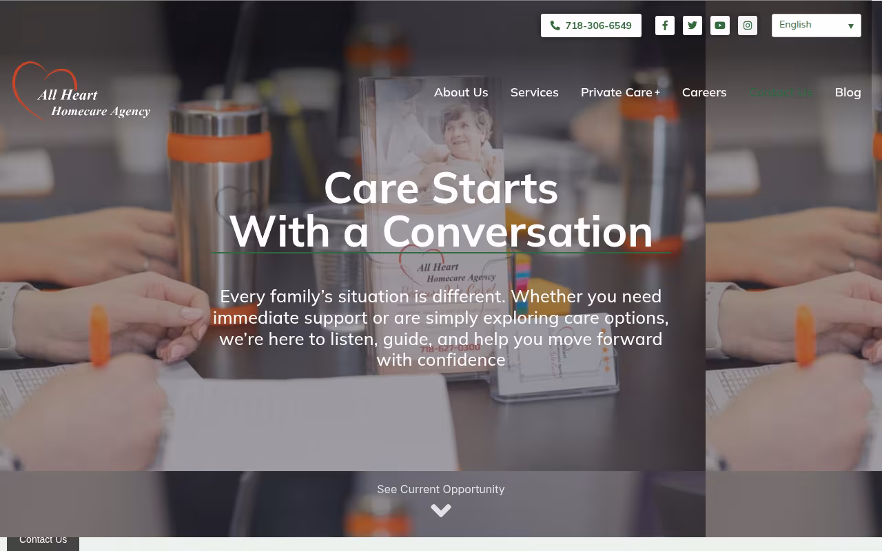 All Heart Homecare Agency website