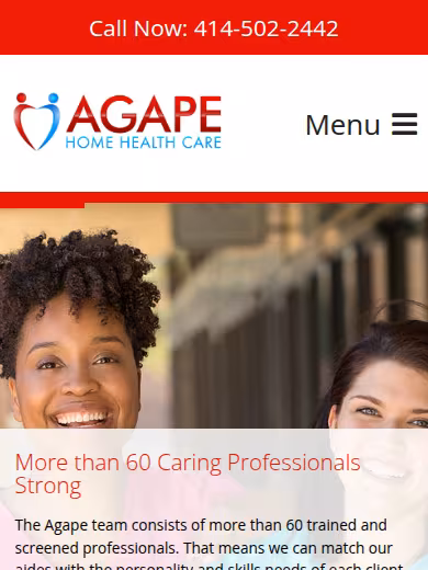 Agape Home Health Care website