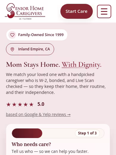 Senior Home Caregivers website