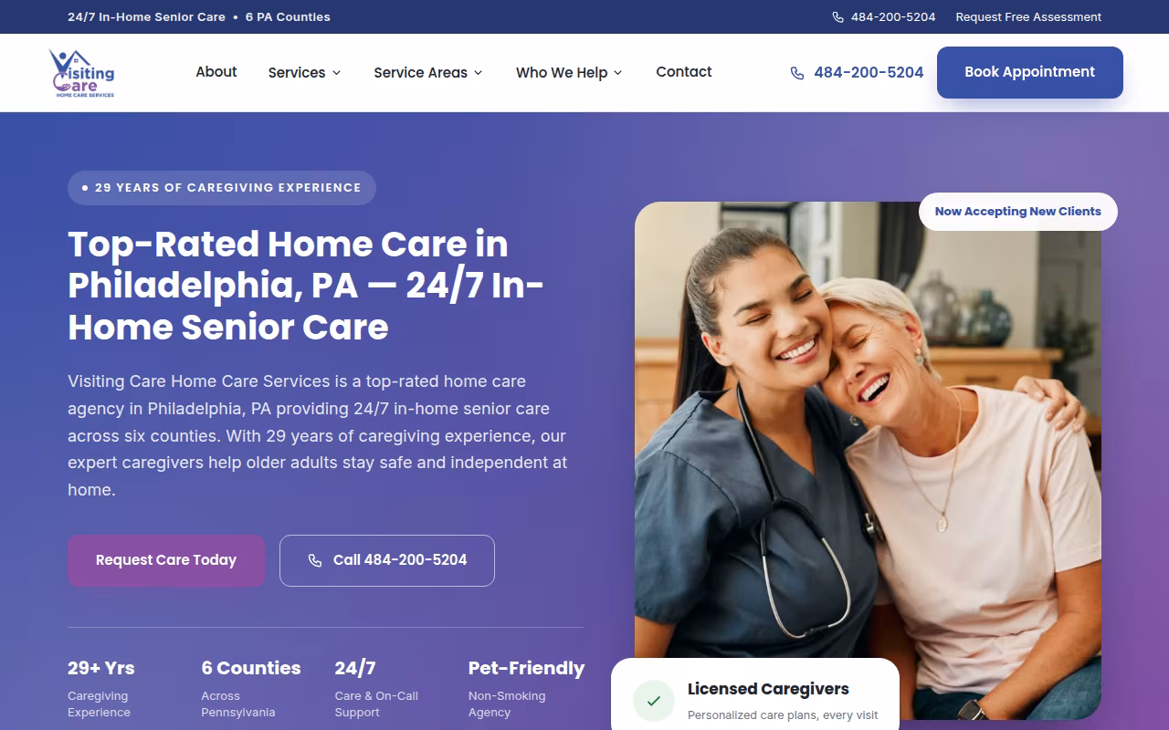 Visiting Care Home Care Services website