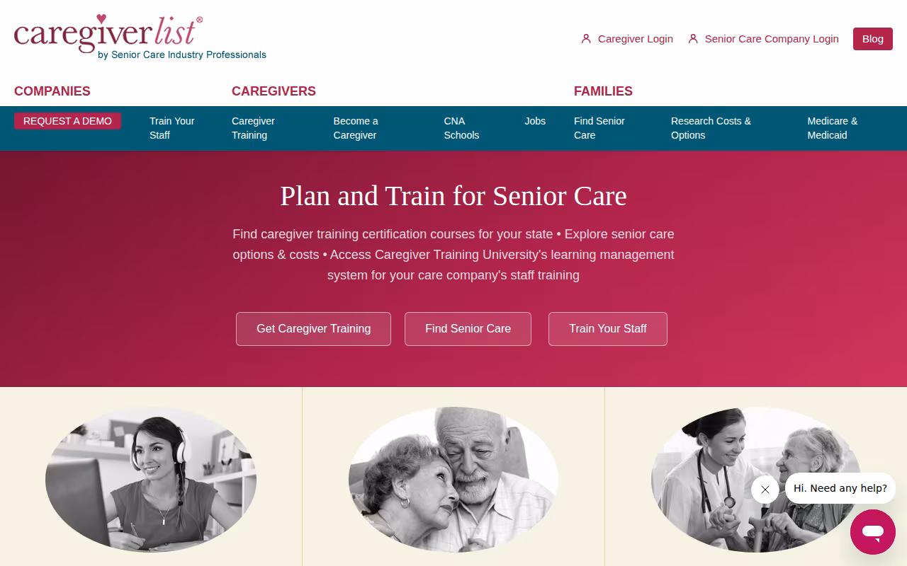 Caregiverlist, Inc. website