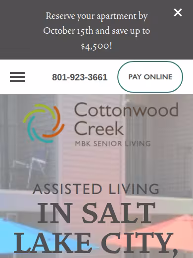 Cottonwood Creek Assisted Living website