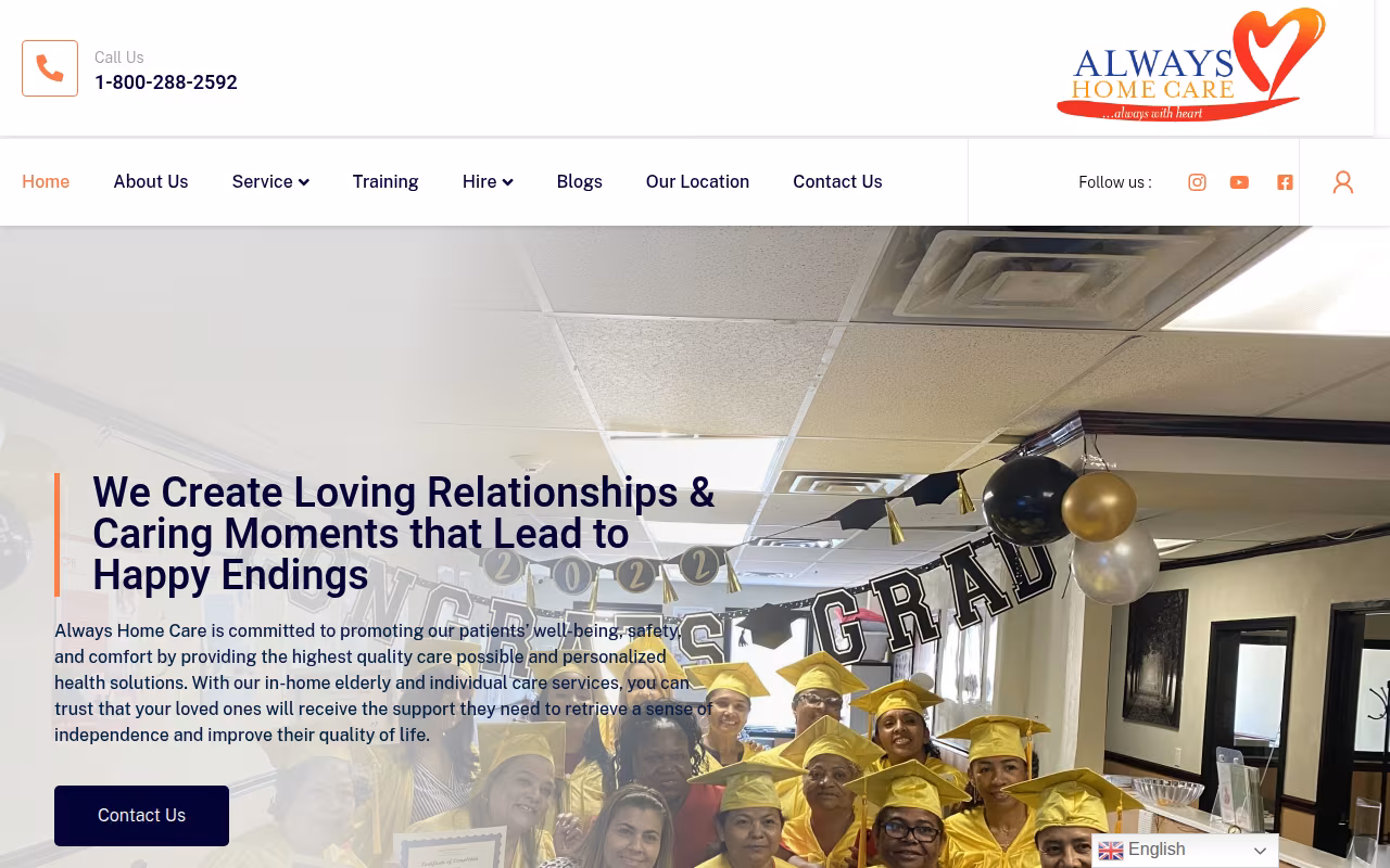 Always Home Care website