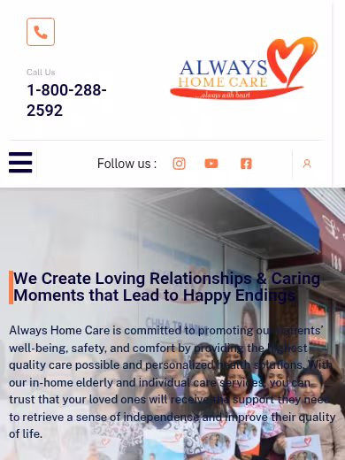 Always Home Care website