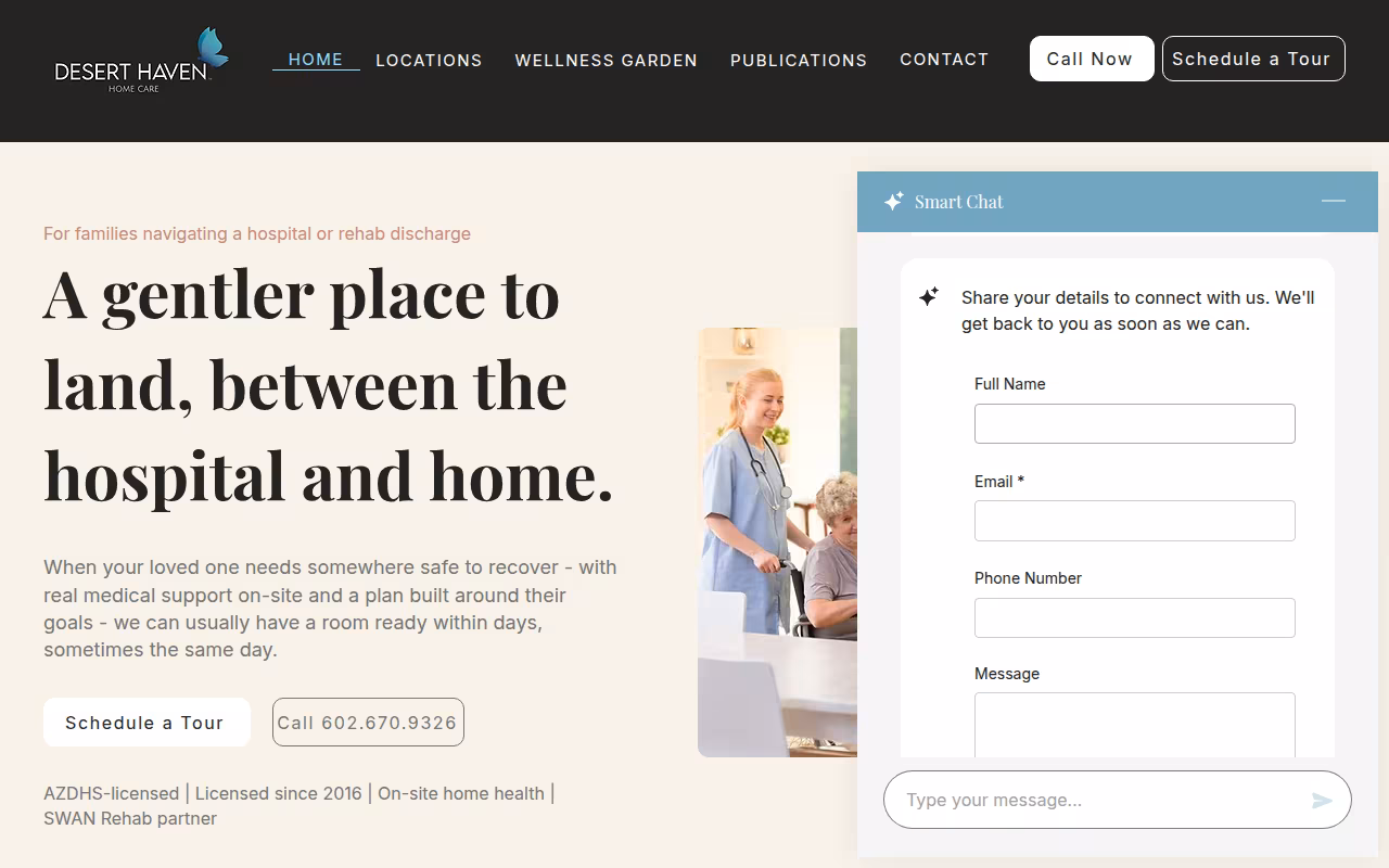 Desert Haven Home Care website
