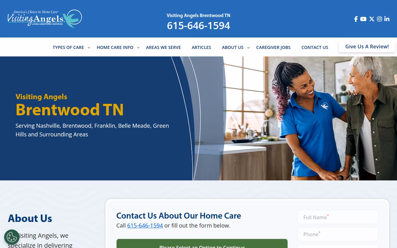 Visiting Angels Senior Home Care website