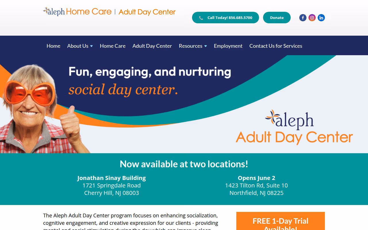 Aleph Adult Day Center website