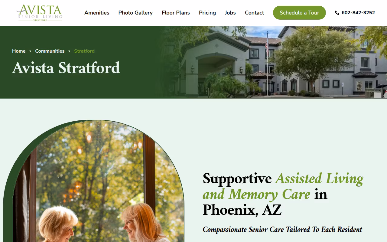 Avista Senior Living Stratford website